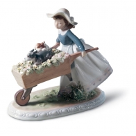 Figurka Dziewczynka z taczką kwiatów 21 cm - Lladro
