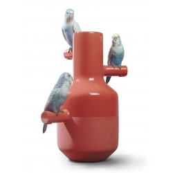 Czerwony wazon z papugami Parrot Party 41 cm - Lladro