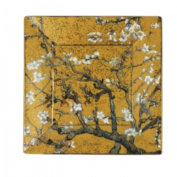 Talerz kwadratowy 16 x 16 cm - Drzewo Migdałowe Złote - Vincent van Gogh