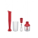 Zestaw Plissé czerwony 4 el. blender, trzepaczka, siekacz, pojemnik - Alessi
