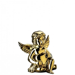 Figurka - Anioł Amor z sercem złoty - średni 10 cm