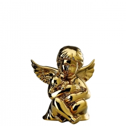 Figurka - Anioł z kotem złoty - średni 10 cm