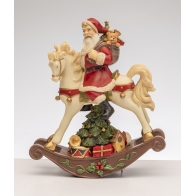 Ozdoba świąteczna św. Mikołaj na koniu bujanym - Voglia di Stupire 15,5 cm - Noel