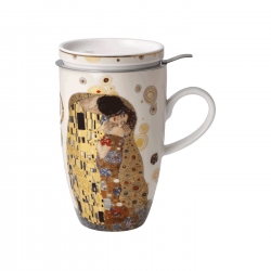 Kubek do herbaty z pokrywką i sitem Pocałunek 450 ml - Gustav Klimt
