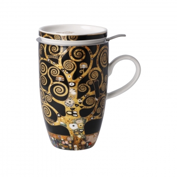 Kubek do herbaty z pokrywką i sitem Drzewo życia 450 ml - Gustav Klimt Goebel 67072031