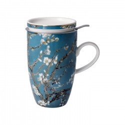 Kubek do herbaty z pokrywką i sitem Drzewo Migdałowe Niebieskie 450 ml - Vincent van Gogh