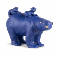 Figurka Niedźwiedzica z małymi 39 cm - Blue and Gold edycja limitowana Lladró