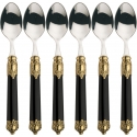 Zestaw 6 szt. łyżeczek do kawy czarny z pozłacanym uchwytem - Rinascimento