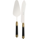 Zestaw do ciasta łopatka i nóż czarny z pozłacanym uchwytem - Rinascimento