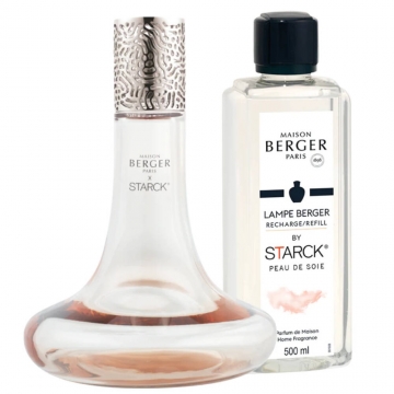 Lampa zapachowa Starck różowa + olejek zapachowy Peau de Soie 250 ml - Maison Berger