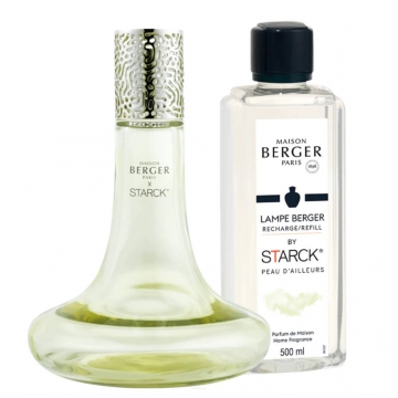 Lampa zapachowa Starck zielona + olejek zapachowy Peau de Soie 250 ml - Maison Berger