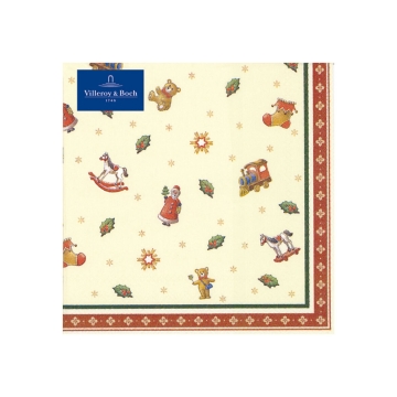 Serwetki koktajlowe w drobne motywy świąteczne 25 x 25 cm - Winter Specials Toys 3590740025
