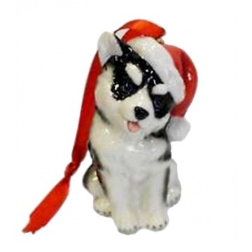Figurka / ozdoba choinkowa - Pies Husky Holiday Greetings