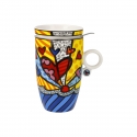 Kubek do herbaty z pokrywką i sitem A New Day 450 ml - Romero Britto