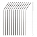 Słomki stalowe srebrne zgięte 12 szt. - Sambonet
