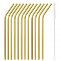 Słomki stalowe złote zgięte 12 szt. - Sambonet