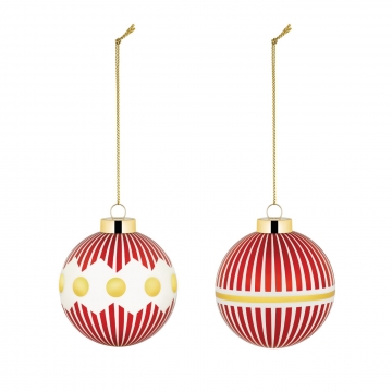 Bombki zestaw 2 sztuk w paski 6 cm - Delight