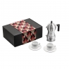 Zaparzacz do espresso z filiżankami Pulcina czarny uchwyt 150 ml, zestaw dla 2 osób- Michele De Lucchi