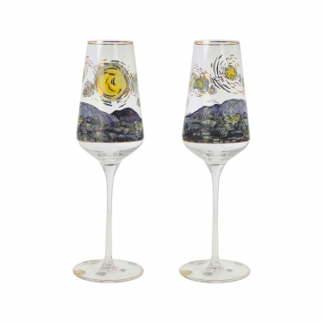 Kieliszki do szampana Gwiaździsta Noc, 2szt. - Vincent Van Gogh Goebel 67075191