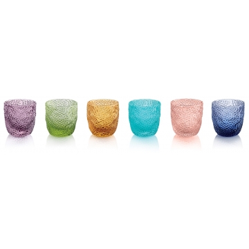 Szklanki Tricot zestaw 6 sztuk 75 ml kolorowe - IVV 8837.1
