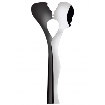 Sztućce do sałatek Abbraccio srebrno-czarne - Casa Bugatti