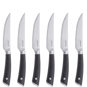 Noże do steków z płaskim ostrzem Auberge w drewnianym opakowaniu zestaw 6 sztuk - Casa Bugatti