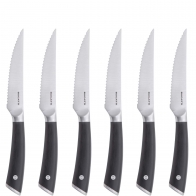 Noże do steków z ząbkowanym ostrzem Auberge w drewnianym opakowaniu zestaw 6 sztuk - Casa Bugatti