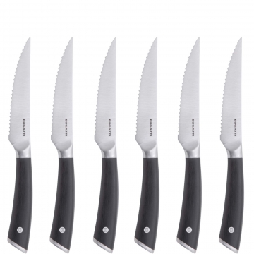 Noże do steków z ząbkowanym ostrzem Auberge w drewnianym opakowaniu zestaw 6 sztuk - Casa Bugatti