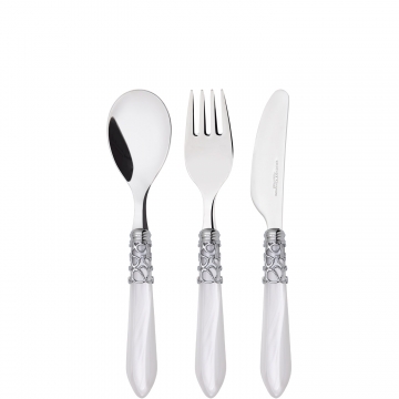 Sztućce dla dziecka MELODIA - zestaw biały - Casa Bugatti 07-S60231M