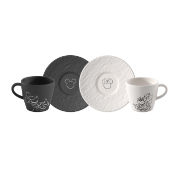 Filiżanka do espresso ze spodkiem biała i czarna Mickey Mouse - Manufacture Villeroy & Boch