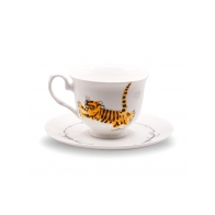 Filiżanka porcelanowa Irys Tygrysek 220 ml AS Ćmielów z ilustracją Józefa Wilkonia