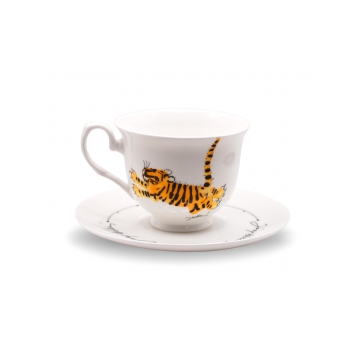 Filiżanka porcelanowa Irys Tygrysek 220 ml AS Ćmielów z ilustracją Józefa Wilkonia