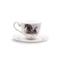 Filiżanka porcelanowa Irys Rozbrykany 220 ml AS Ćmielów z ilustracją Józefa Wilkonia