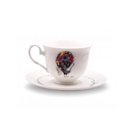 Filiżanka porcelanowa Irys Fioletowy paw 220 ml AS Ćmielów z ilustracją Józefa Wilkonia