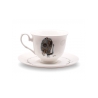 Filiżanka porcelanowa Irys Turkusowy paw 220 ml AS Ćmielów z ilustracją Józefa Wilkonia
