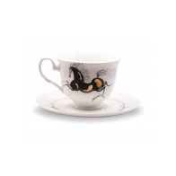 Filiżanka porcelanowa Irys Stojący dęba 220 ml AS Ćmielów z ilustracją Józefa Wilkonia