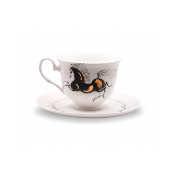 Filiżanka porcelanowa Irys Stojący dęba 220 ml AS Ćmielów z ilustracją Józefa Wilkonia