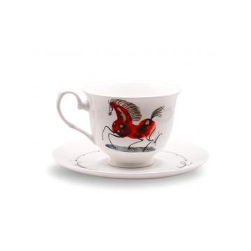Filiżanka porcelanowa Irys W galopie 220 ml AS Ćmielów z ilustracją Józefa Wilkonia