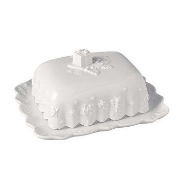 Maselniczka porcelanowa biała z reliefem 18,6 x 15,5 cm - Toy's Delight Royal Classic