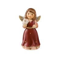 Aniołek z gołąbkiem 6 cm – porcelanowa figurka ręcznie malowana