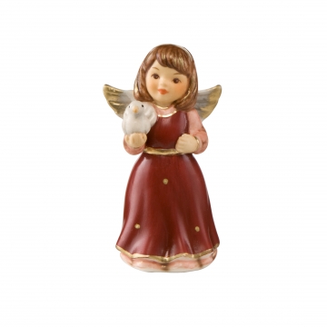 Aniołek z gołąbkiem 6 cm – porcelanowa figurka ręcznie malowana
