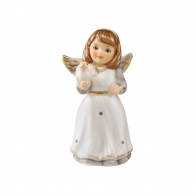 Aniołek z gołąbkiem 6 cm – porcelanowa figurka ręcznie malowana