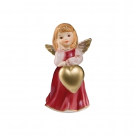 Figurka porcelanowa Aniołek w różowo-czerwonej sukience z gołąbkiem 6 cm 41574291 Goebel