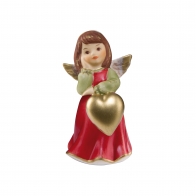 Figurka porcelanowa Aniołek w czerwono-zielonej sukience z gołąbkiem 6 cm 41574311 Goebel