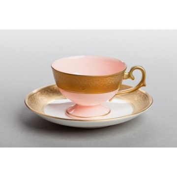 Filiżanka do espresso Prometeusz - Królewska złota - różowa porcelana AS Ćmielów