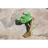Figurka Żaba z długą łotą nogą - zielona, figurki z porcelany, as ćmielów sklep