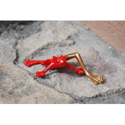 Figurka Żaba z długą złotą nogą - czerwona