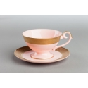 Filiżanka do kawy Prometeusz - Królewska złota - różowa porcelana